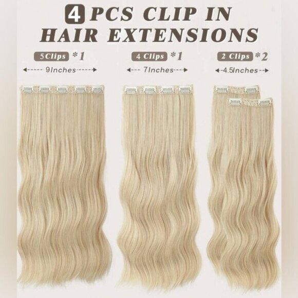 20 IN VOLUMIZING WEFT CLIP IN SET LIGHT BLONDE CURLY WAVE HAIR EXTENSION… - Picture 8 of 9